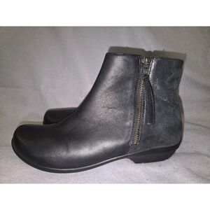 Dansko Black Leather Glitter Accent Zipper Ankle Boots Women Size 38 Sz 7.5